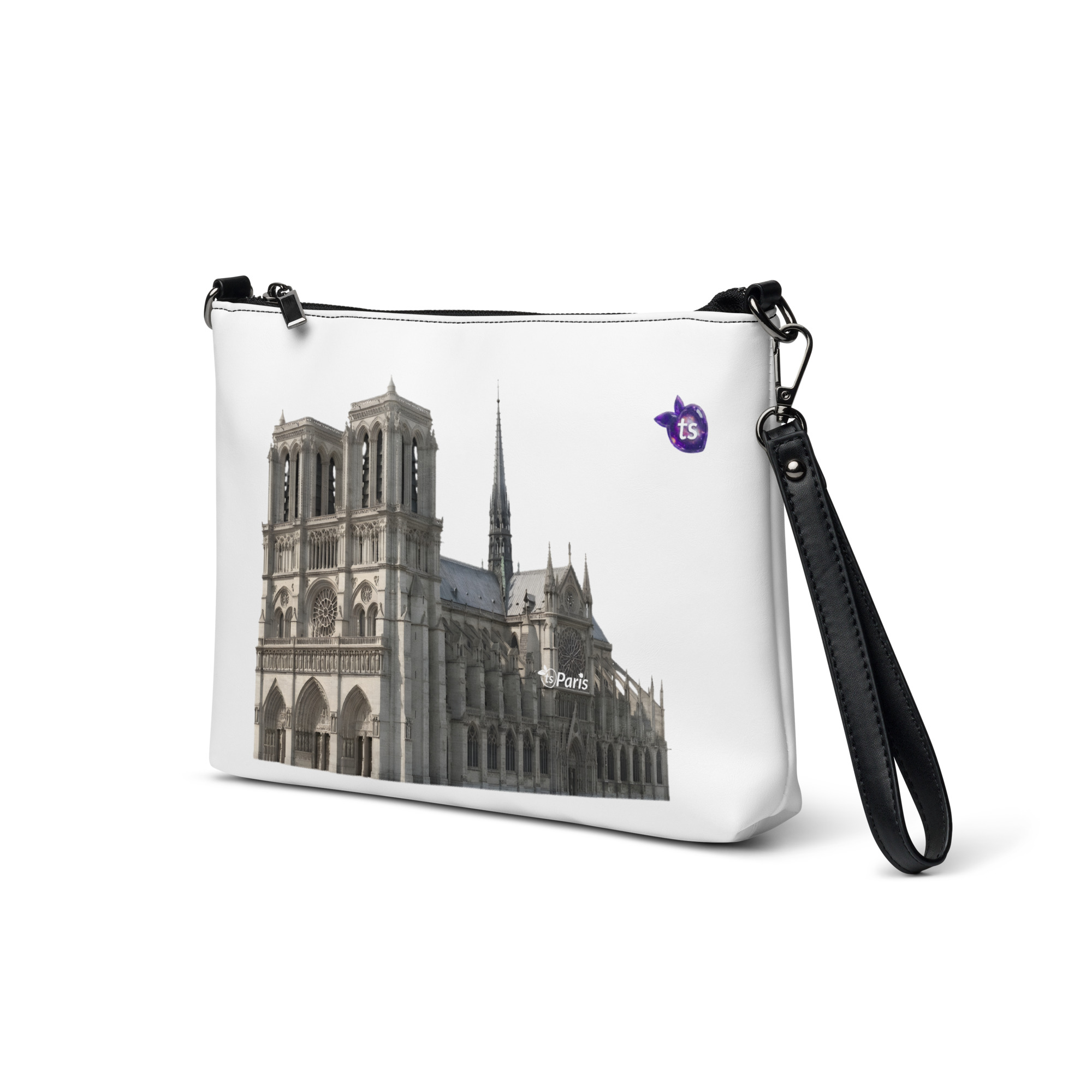 tsgabrielle® • Paris - Notre-Dame Cathedral • Crossbody Bag • White • 11″ × 8″