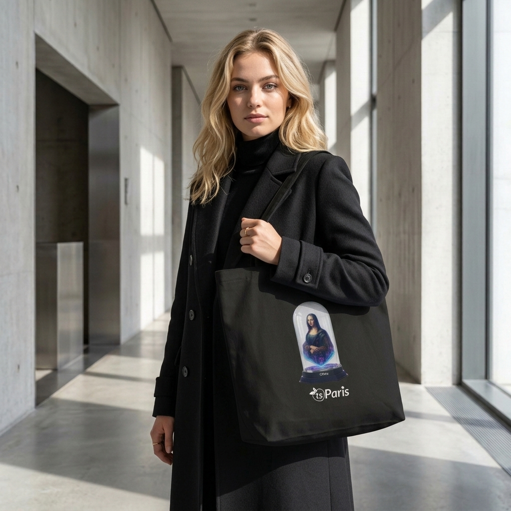 tsgabrielle® • Paris - Da Vinci • Large Tote Bag • Black • Cotton Organic