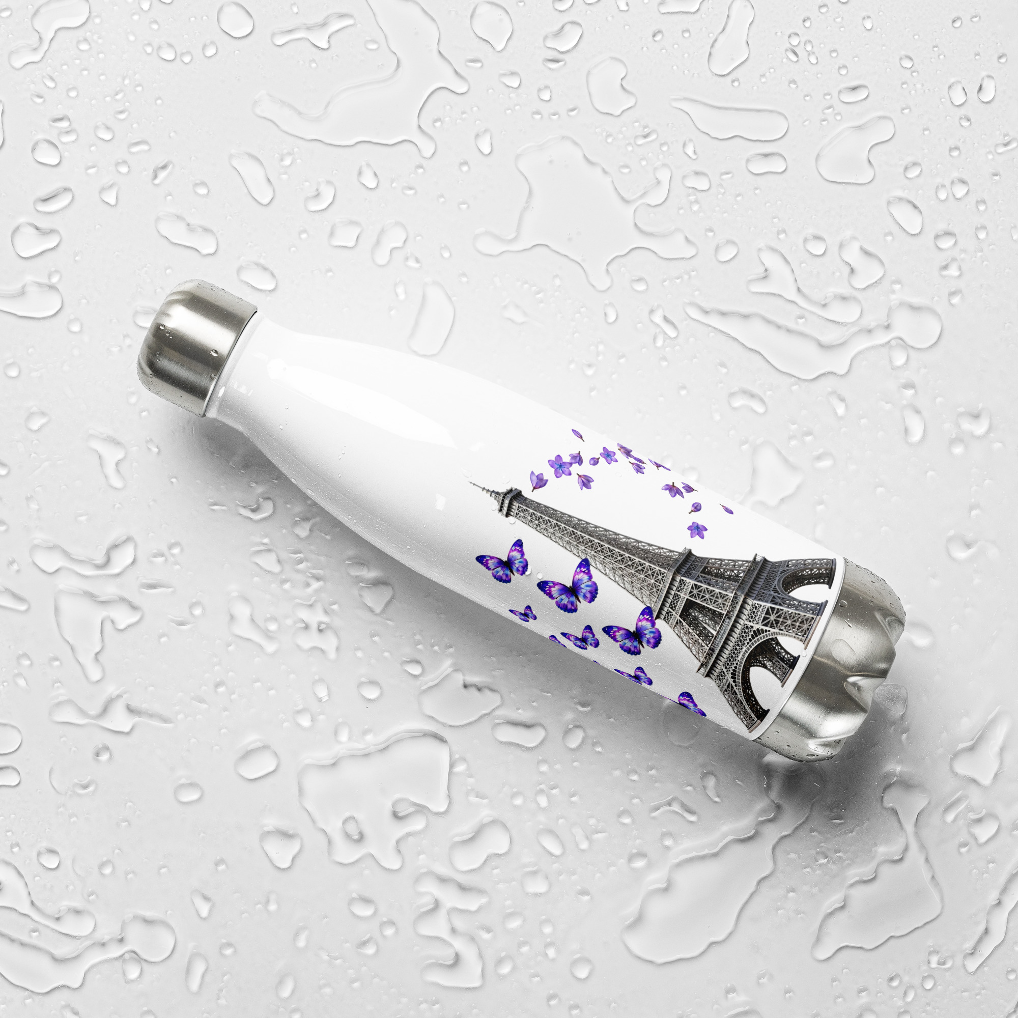 tsgabrielle® • Paris - La Tour Eiffel • Water Bottle • White • Stainless Steel • 17 oz - View 9