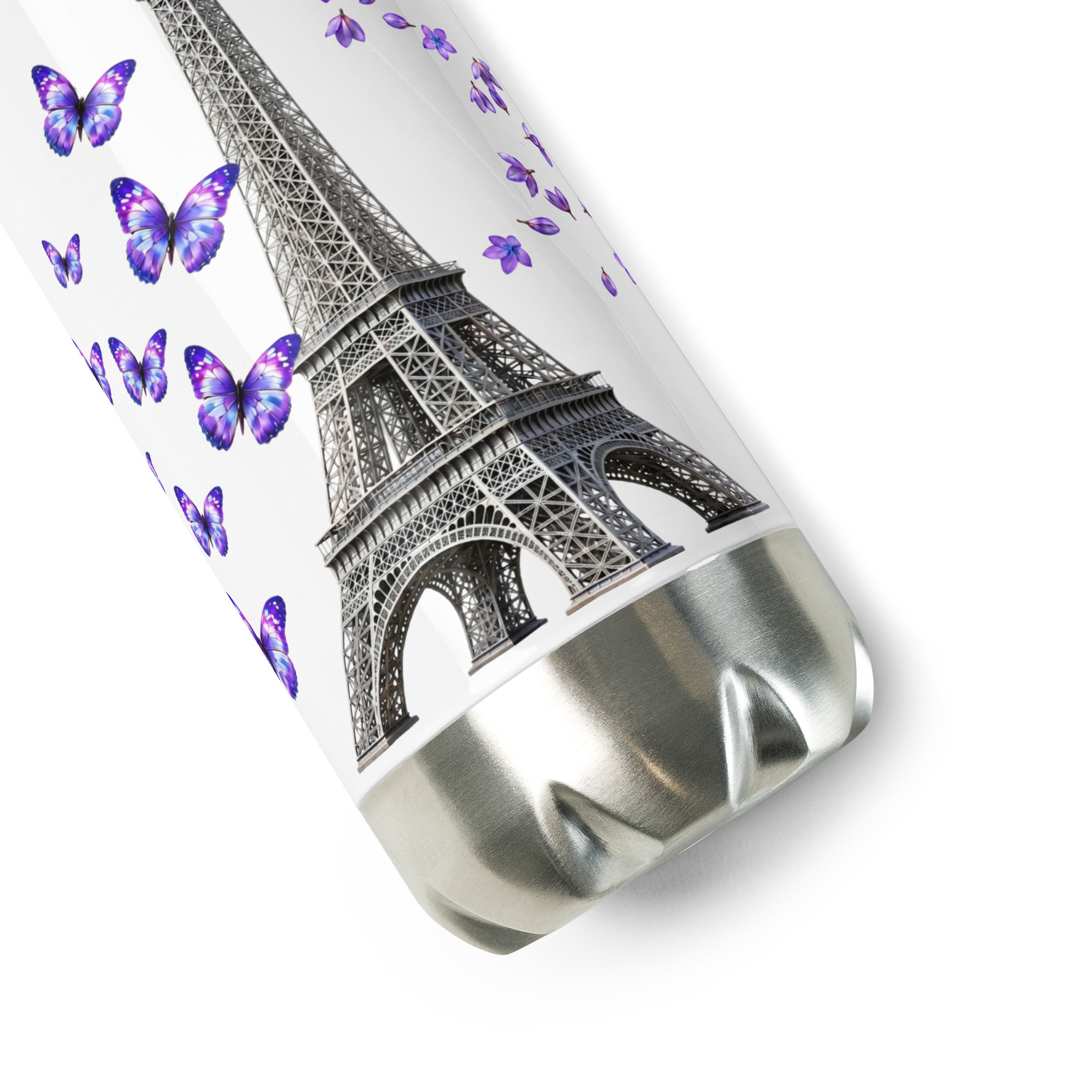 tsgabrielle® • Paris - La Tour Eiffel • Water Bottle • White • Stainless Steel • 17 oz