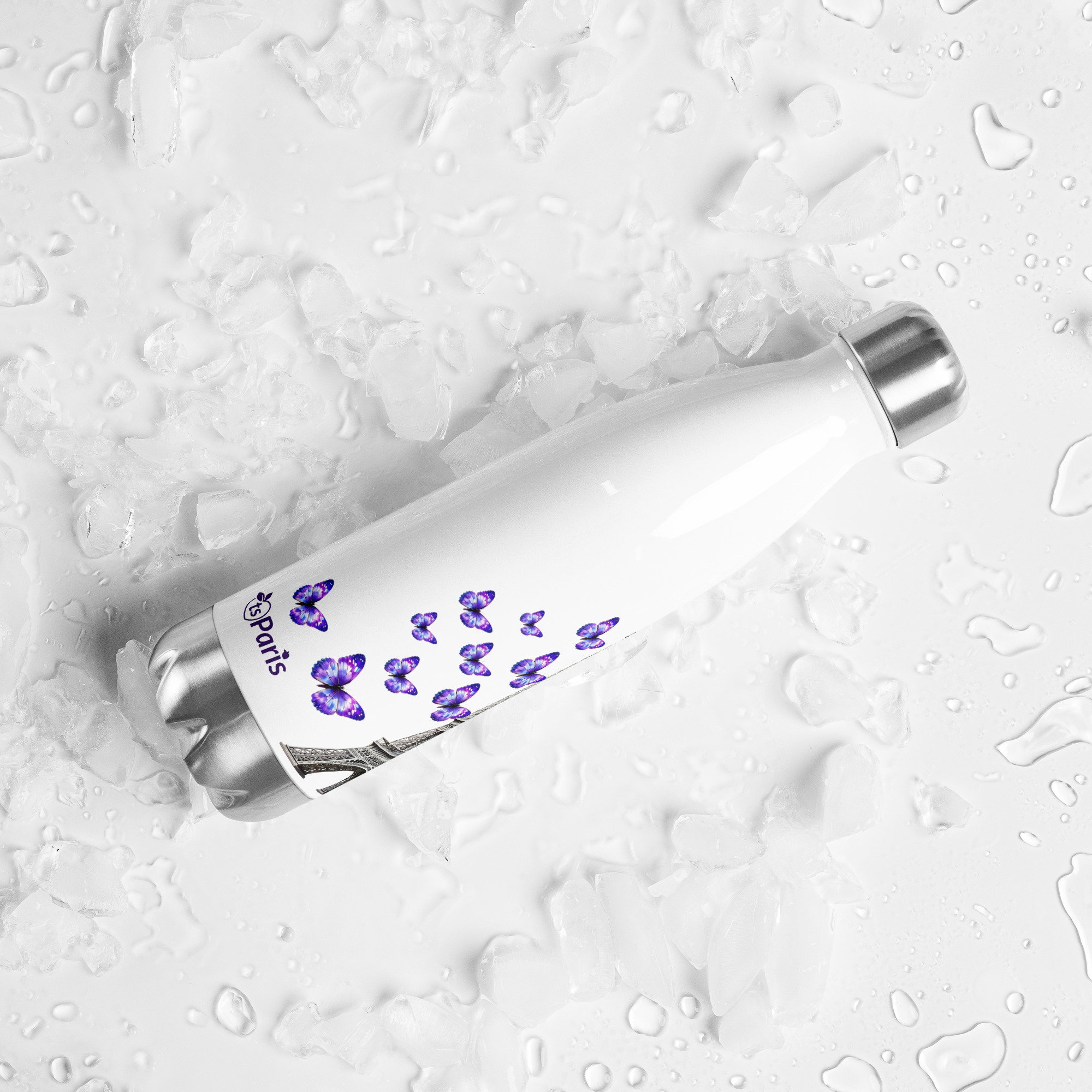 tsgabrielle® • Paris - La Tour Eiffel • Water Bottle • White • Stainless Steel • 17 oz - View 12