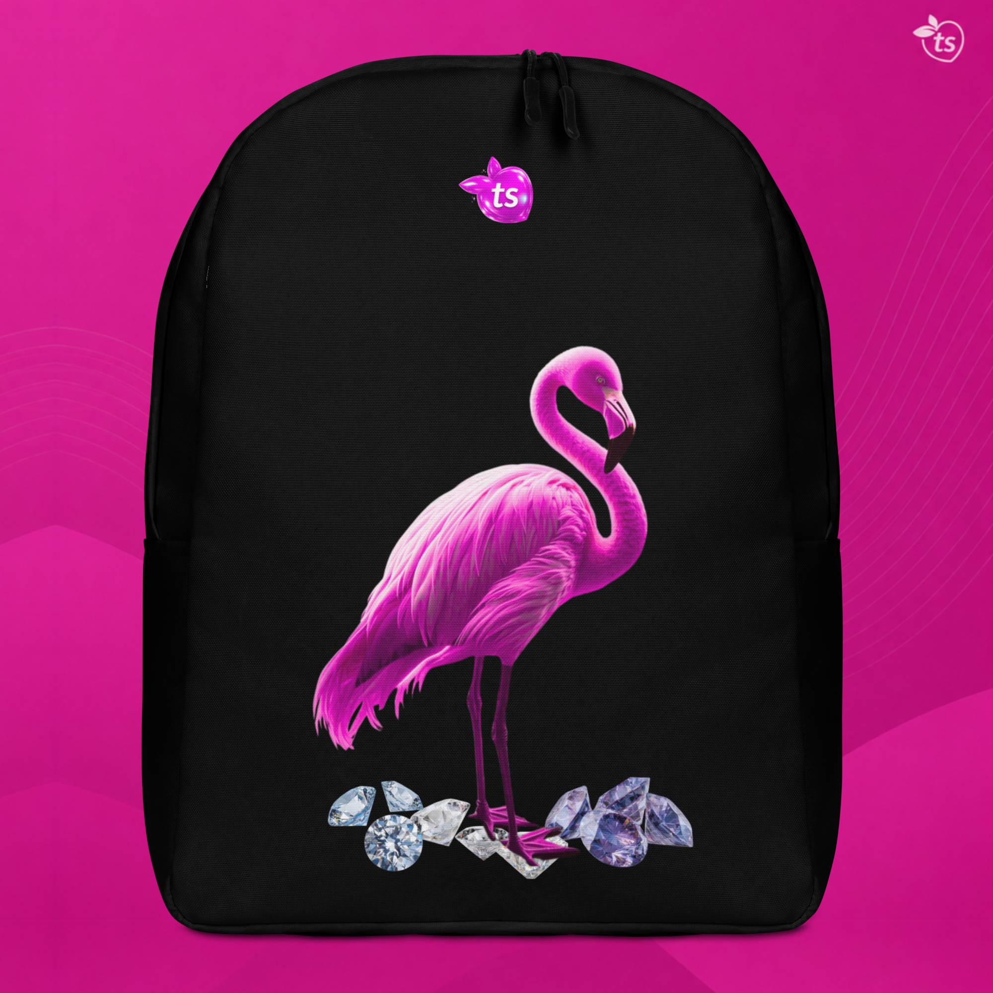 tsgabrielle® • Flamant Rose • Minimalist Backpack • Black